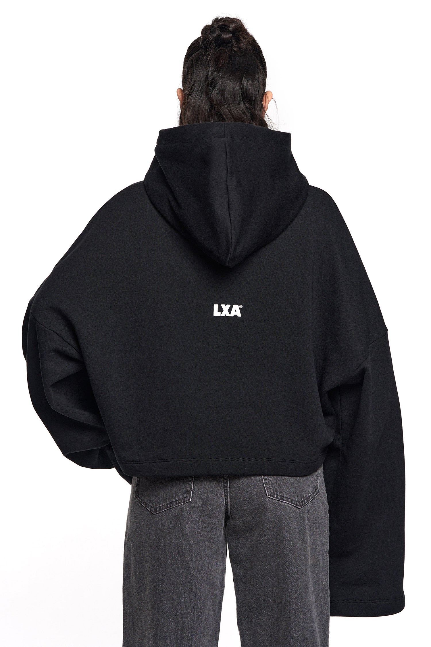 WIDE SLEEVE HOODIE - BLACK