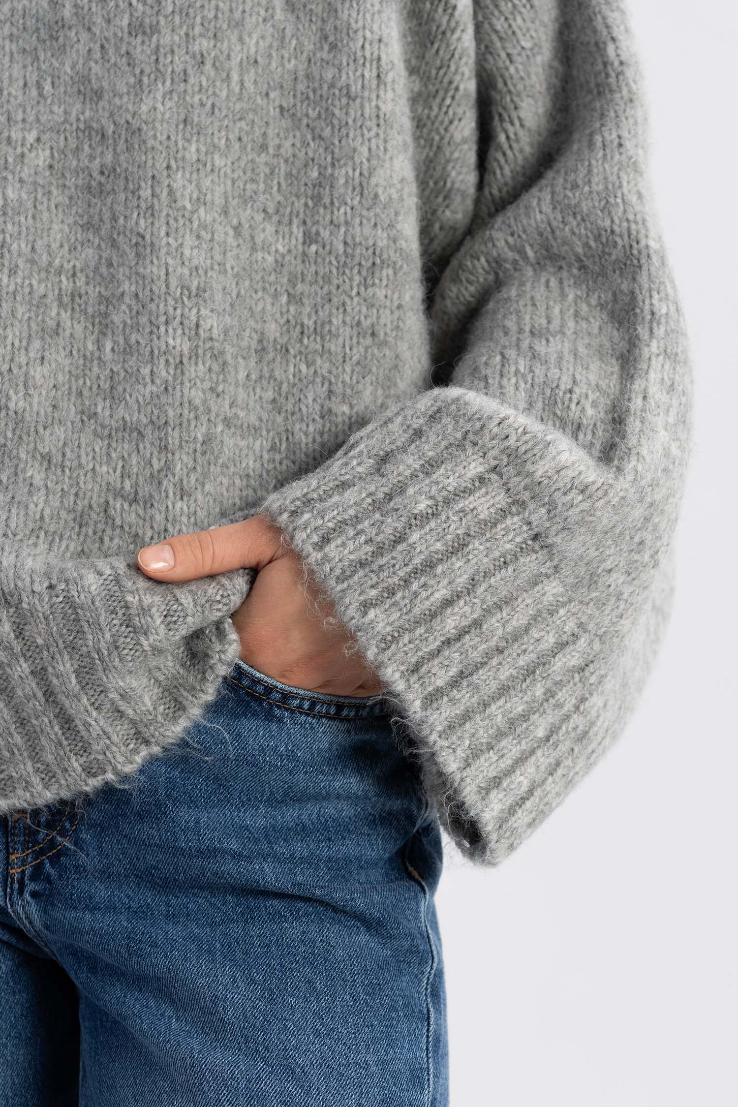 WIDE SLEEVE SWEATER GREY MELANGE